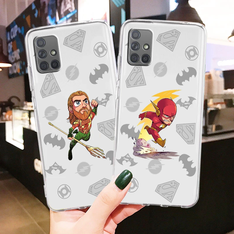 

Aquaman The Flash Cartoon Transparent Phone Case For Samsung A73 A72 A71 A53 A52 A51 A42 A33 A32 A23 A22 A21S A13 A04 A03 5G