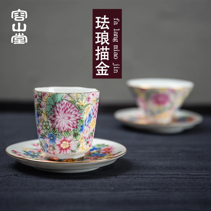 

Rongshan Tang Shunda, окрашенная эмалированная чашка, фарфоровая чашка для дегустации чая, чашка для мастера, одинарная чайная чашка, стандартный чайный набор