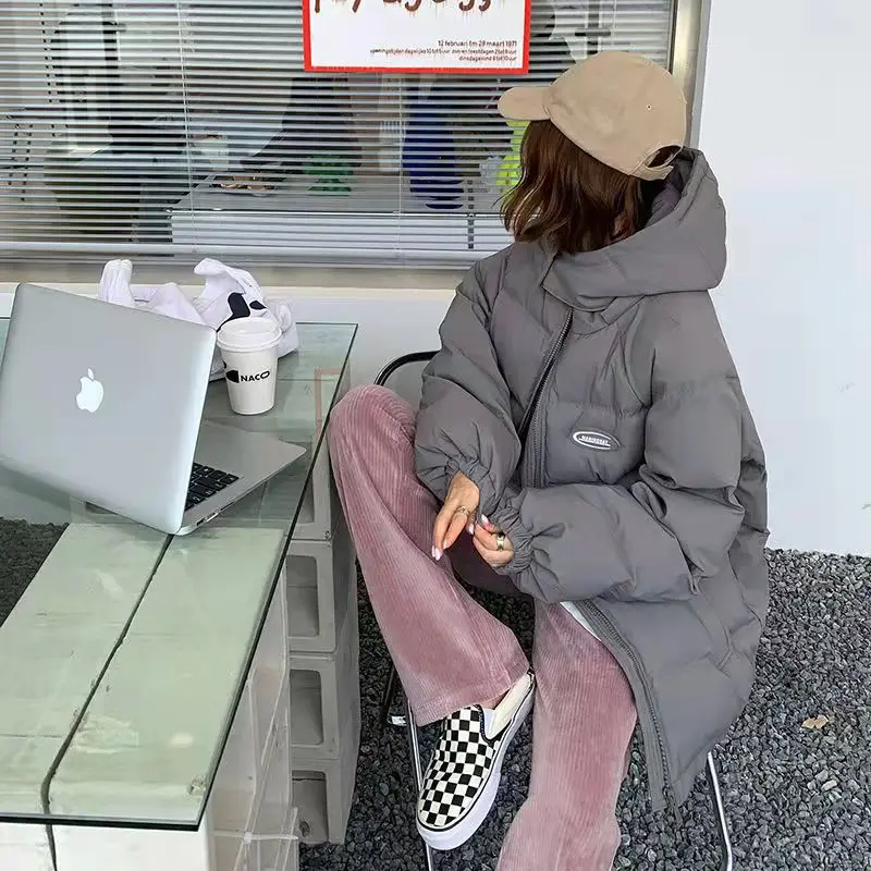 Winter Women Parkas Jackets Casual Hooded Thicken Warm Cotton Padded Coat Female Ladies Zippers Outwear Jacket Parkas Y2k