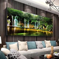 5d diy full diamond painting kits forest waterfall cross stitch landscape wall painting pictures living room bedroom home decor