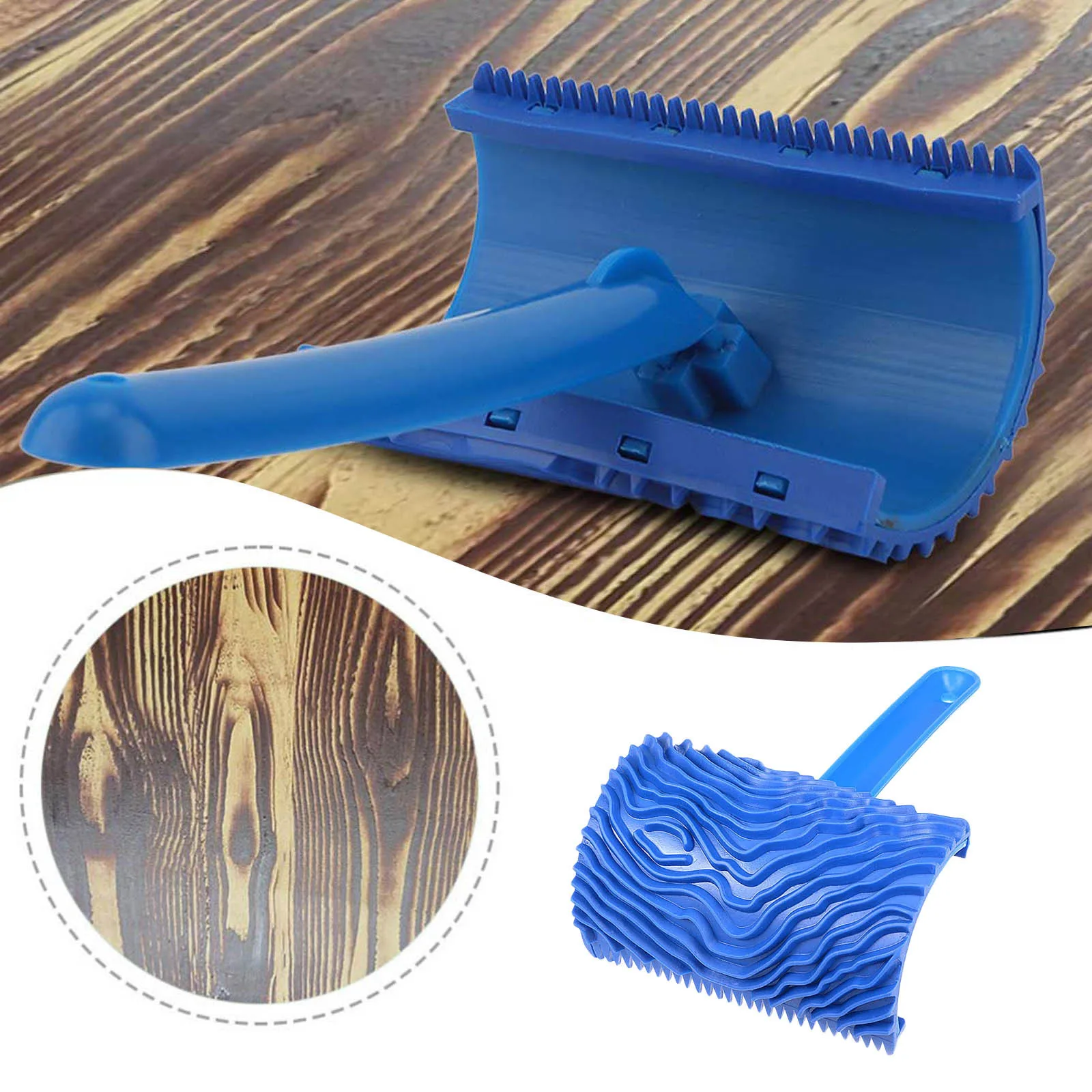 

Wood Grain Tool With Handle Painting Supplies For Furniture Home Improvement DIY Rubber Wall Painting Tool