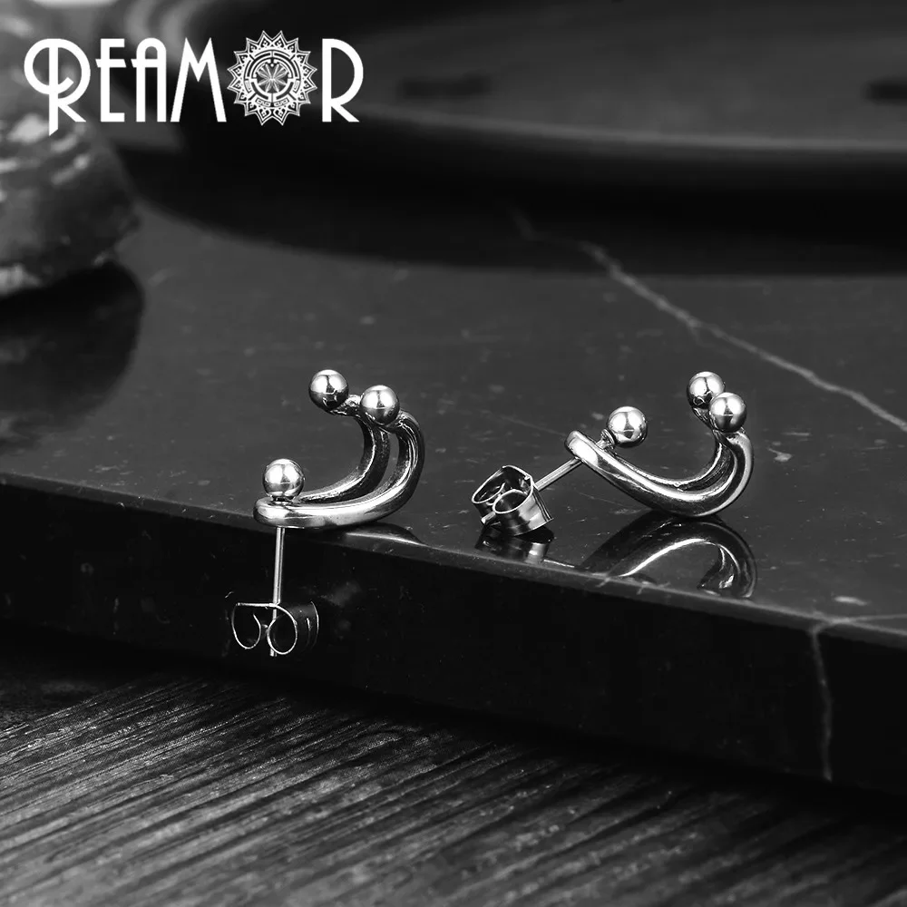 REAMOR Серьги-гвоздики из нержавеющей стали