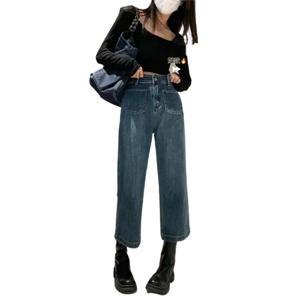 New In Vintage Y2K High Waist Retro Double Pocket Jeans Baggy Women Autumn Gothic Pants Women's Wide Jeans