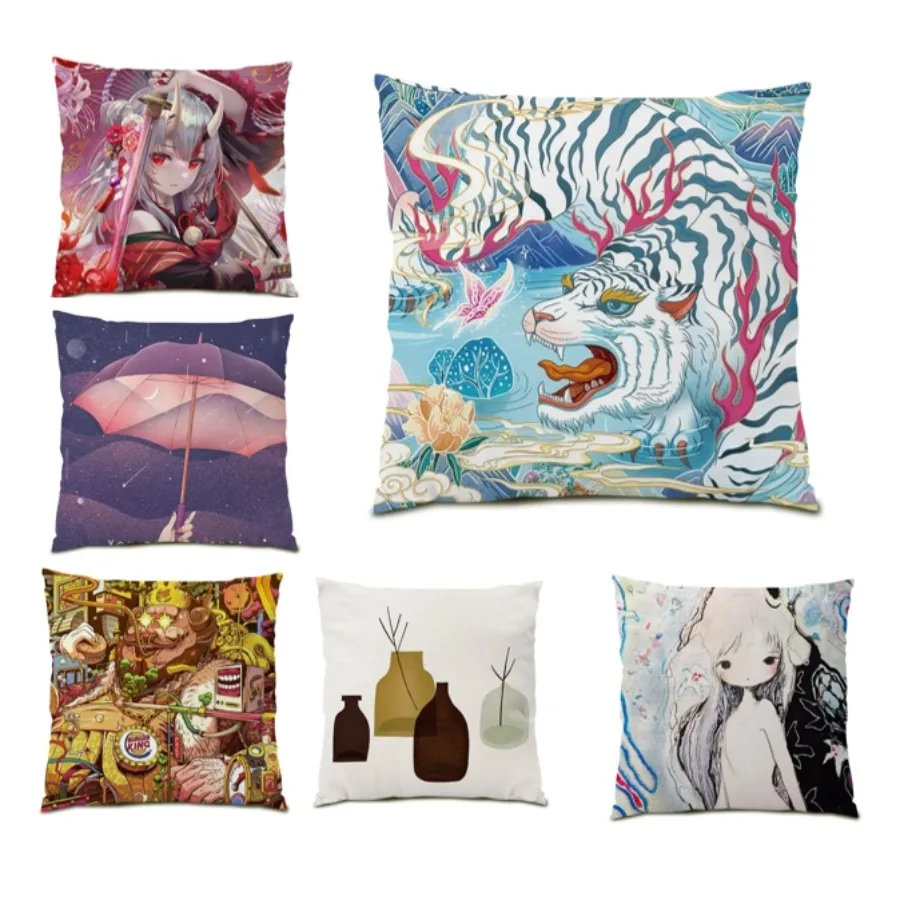 

Polyester Pillow Cover Abstract Pillow for Sofa Decoration Home Oil Painting Cushion Cover 45x45 Modern Pillowcase Gift F1323