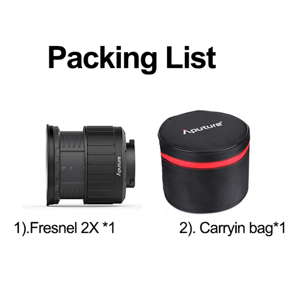 Aputure Fresnel 2x Bowen-S Mount Light for Amaran 300C 150C 300d II LS C300 Ⅱ 200xS Spot Lens