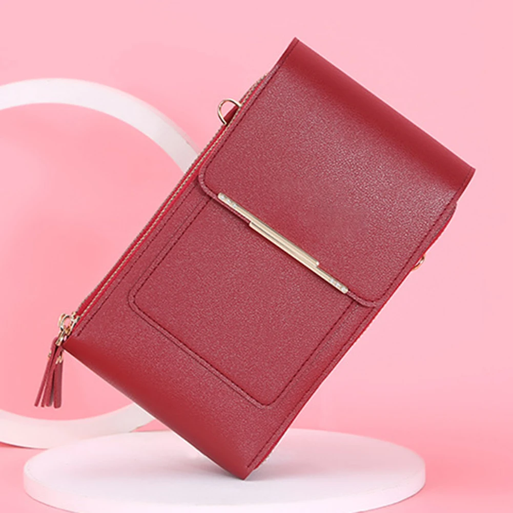 Touchscreen Mobile Phone Shoulder Bag High Quality PU Leather Wallet Zipper Women Cosmetic Bag Coin Purse Monedero Mujer