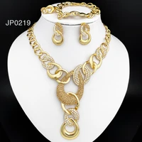 dubai women luxury gold color jewelry nigerian bridal wedding jewelry long large pendant necklace bracelet ring earrings set