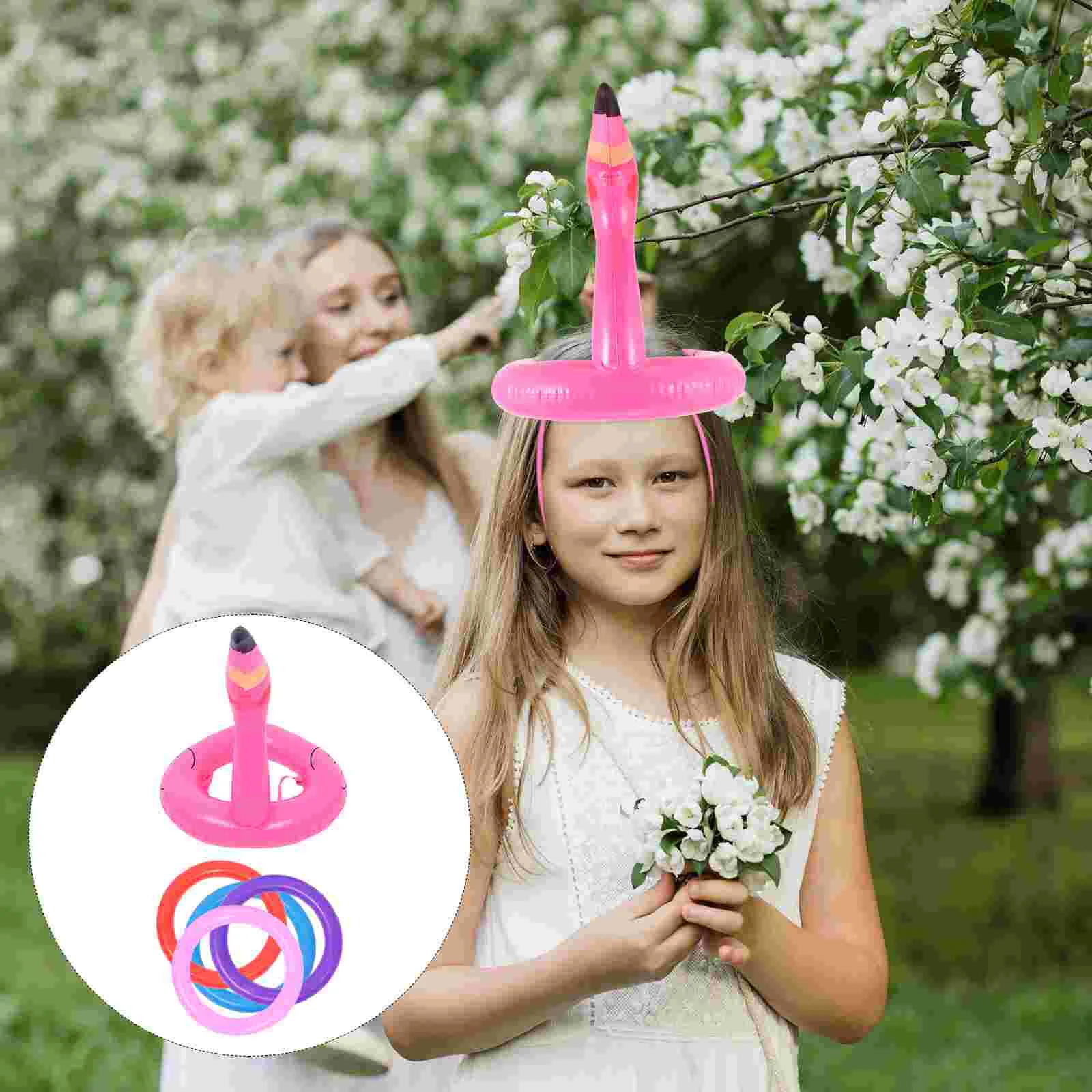 

2 Sets Ferrule Inflatable Tossing Toy Pool Game Toys Funny Ring Throwing Outdoor Pink Flamingo Pvc Banquet