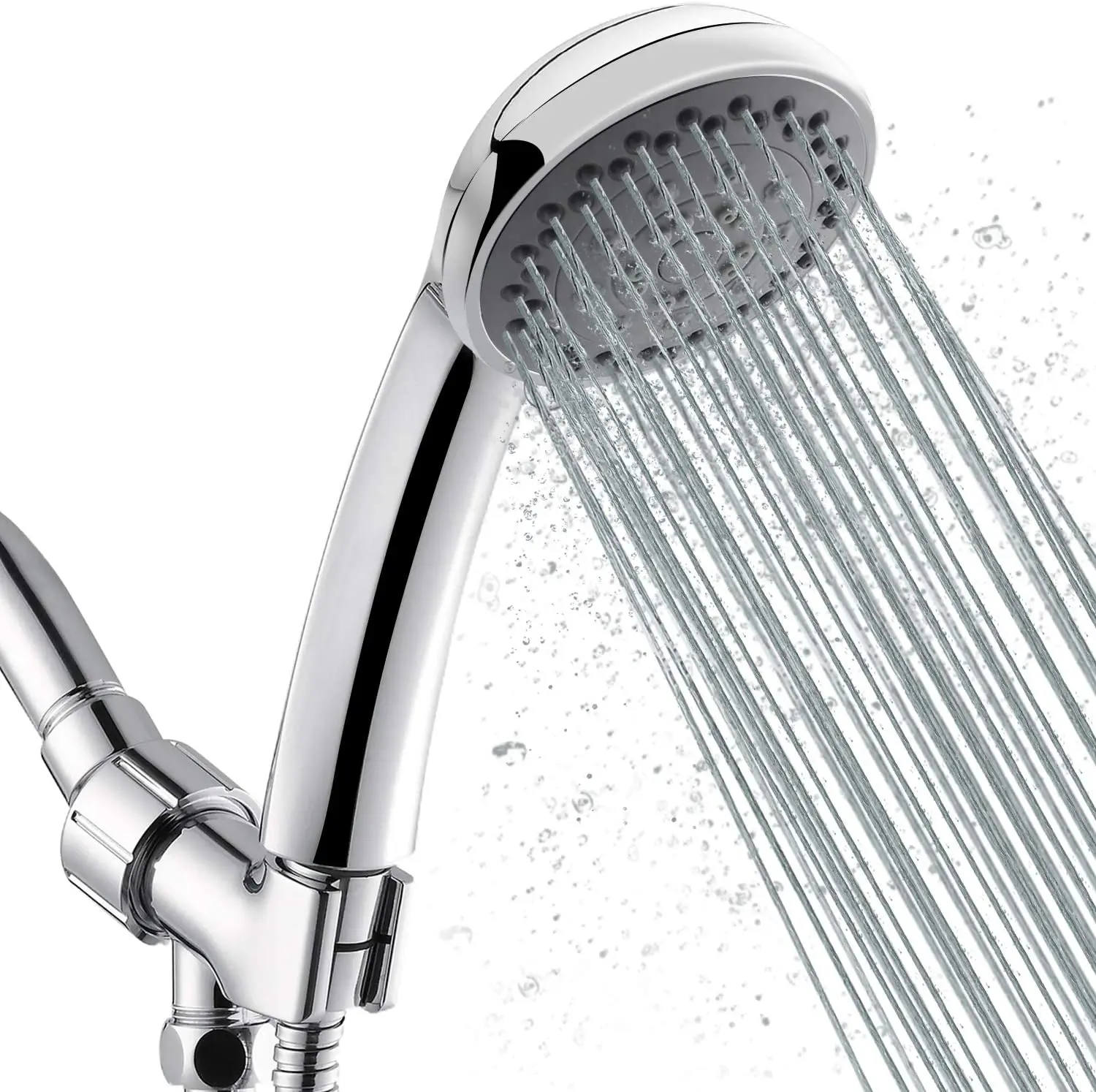 

High Pressure Shower Head with Pause Mode and Massage Spa, 5 Settings Handheld Sprayer with 61" Stainless Steel Hose, Easy to In