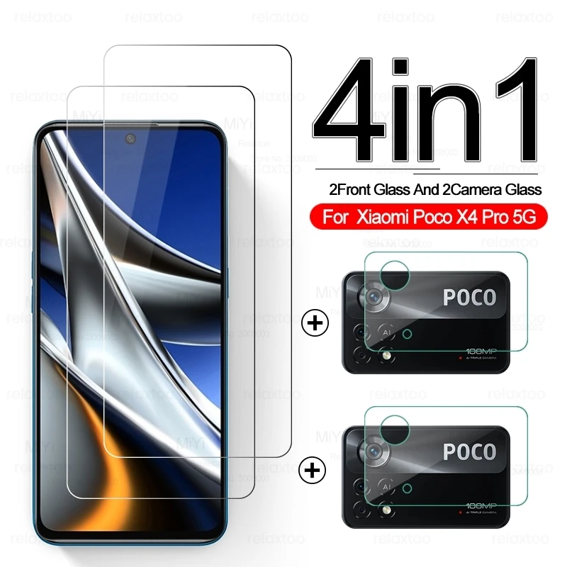 

4-in-1 Camera Protective Glass for Xiaomi Pocophone Poco X4 Pro 5G NFC Pocco Poko Little X4Pro 6.67" Screen Protector Film Cover