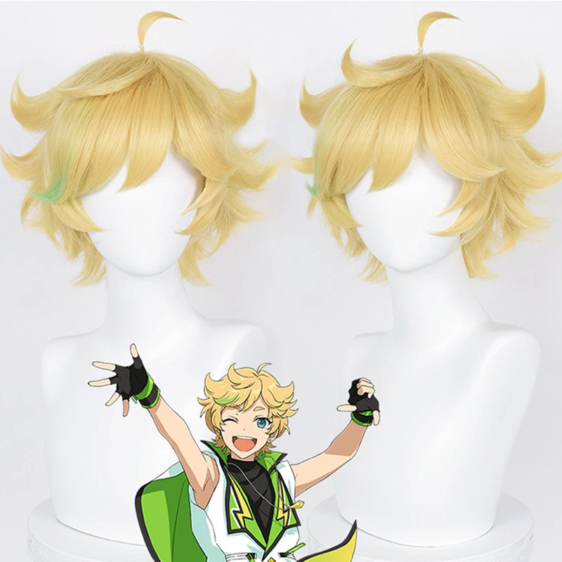 

Парик для косплея Game ES звёзды харукава Сора золотисто-желтые короткие парики термостойкие синтетические волосы мужской парик аниме + шапоч...