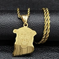 2022 fashion jesus stainless steel statement necklace for men gold color necklaces pendants hip hop jewelry colgantes n1988s07
