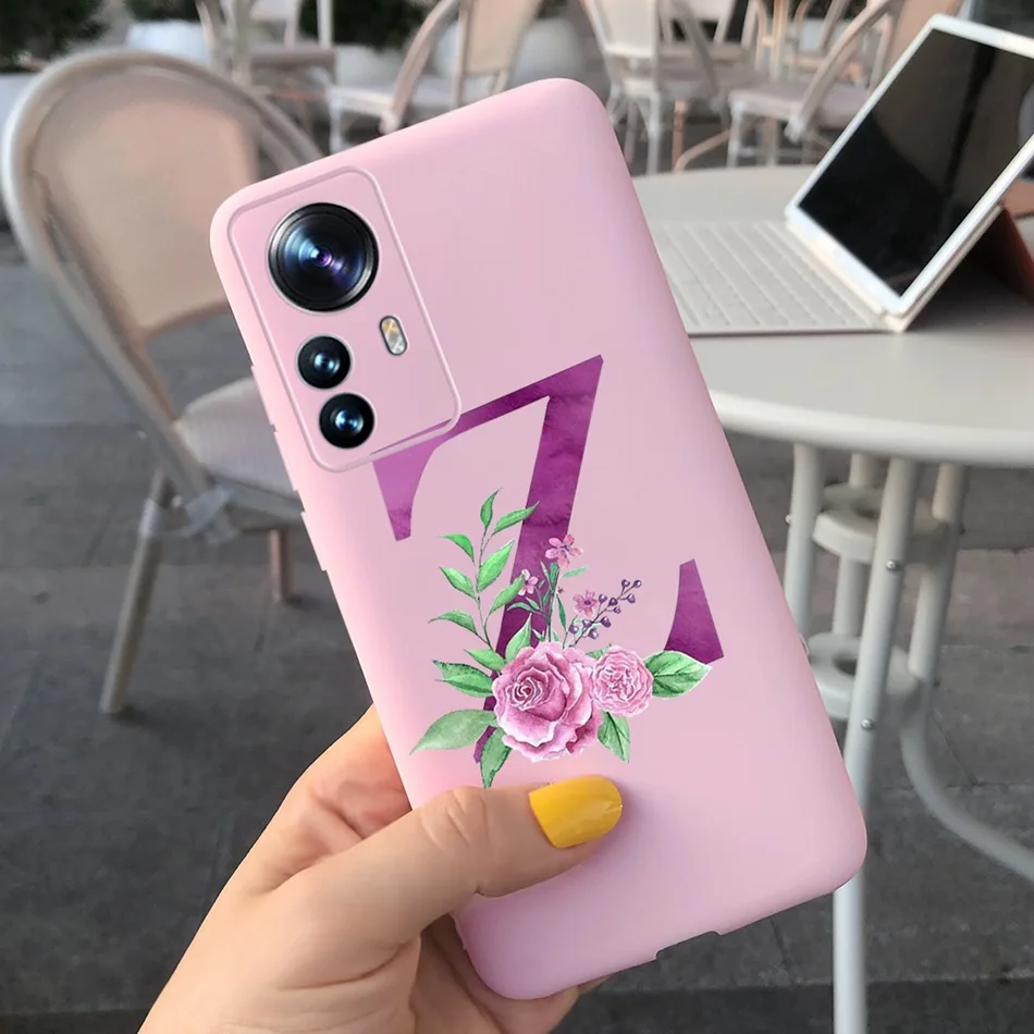Модный силиконовый чехол с надписью Initial для Xiaomi Mi 12 Pro мягкий из ТПУ цветочным