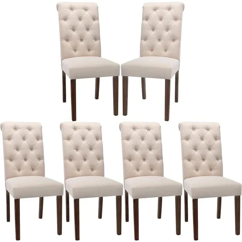 

COLAMY Button Tufted Dining Chairs Set of 6, Accent Parsons Diner Chair Upholstered Fabric Dining Room Chairs Stylish Kitchen