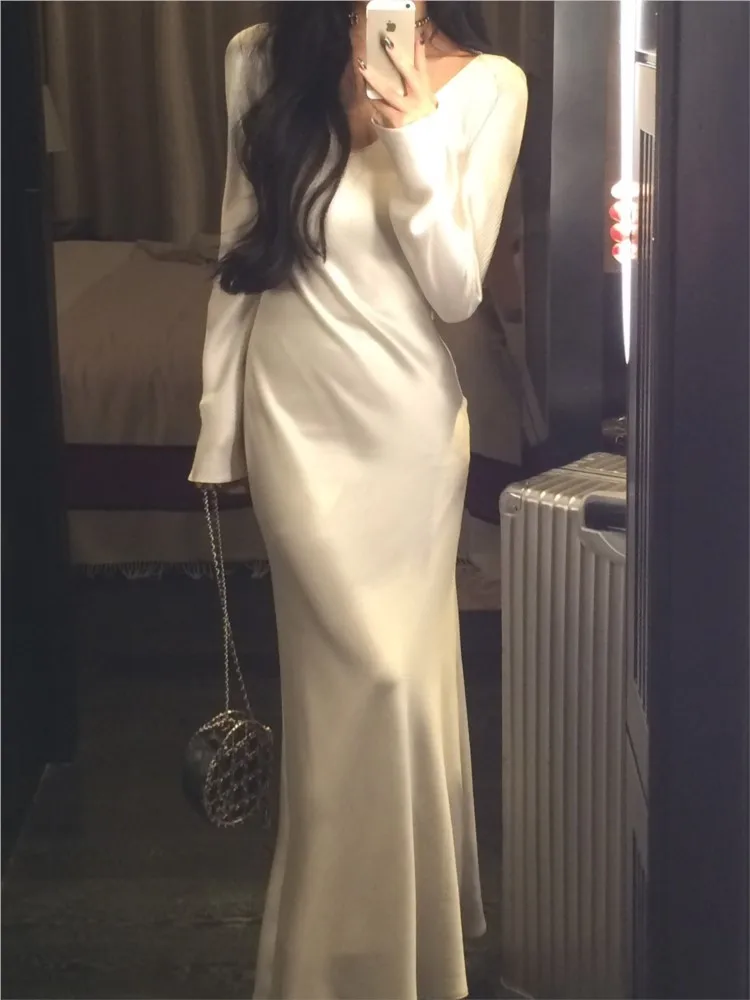 Элегантные атласные длинные платья русалки для женщин свадебное вечернее платье