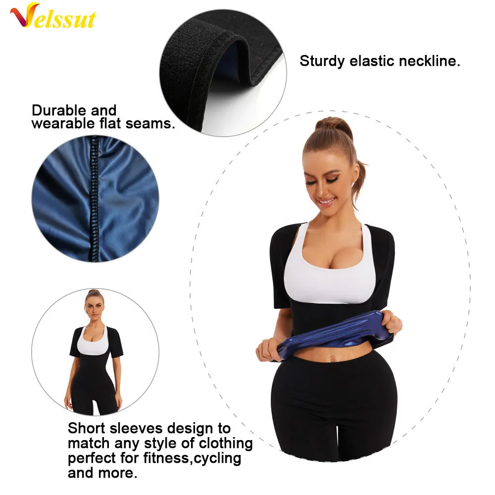 Velssut Sauna Top for Women Weight Loss Shirt Hot Sweat Tank Top Fitness Sportwear Fat Burning Slimming Body Shaper Workout Gym