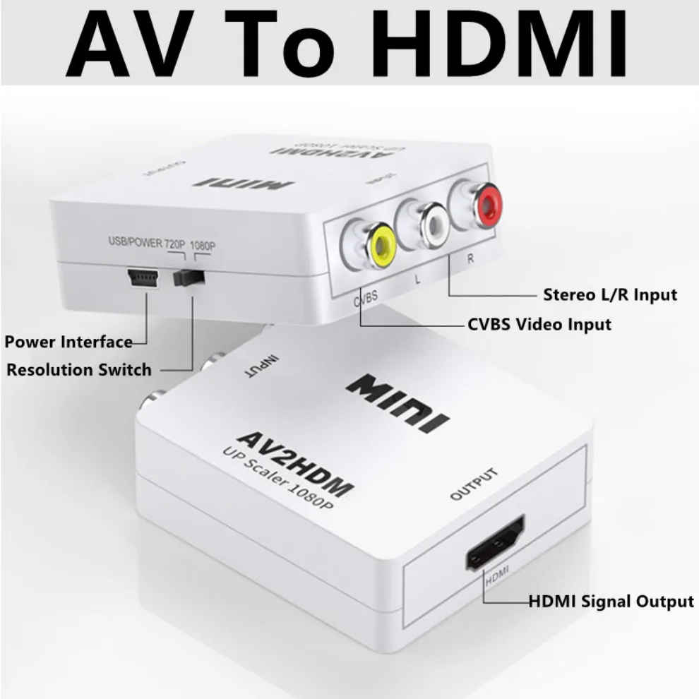 Фото LccKaa 1080P AV-HDMI конвертер HDMI-совместимый с AV RCA CVSB L/R композитный видео AV-конвертер адаптер для телевизора VHS VCR DVD №5