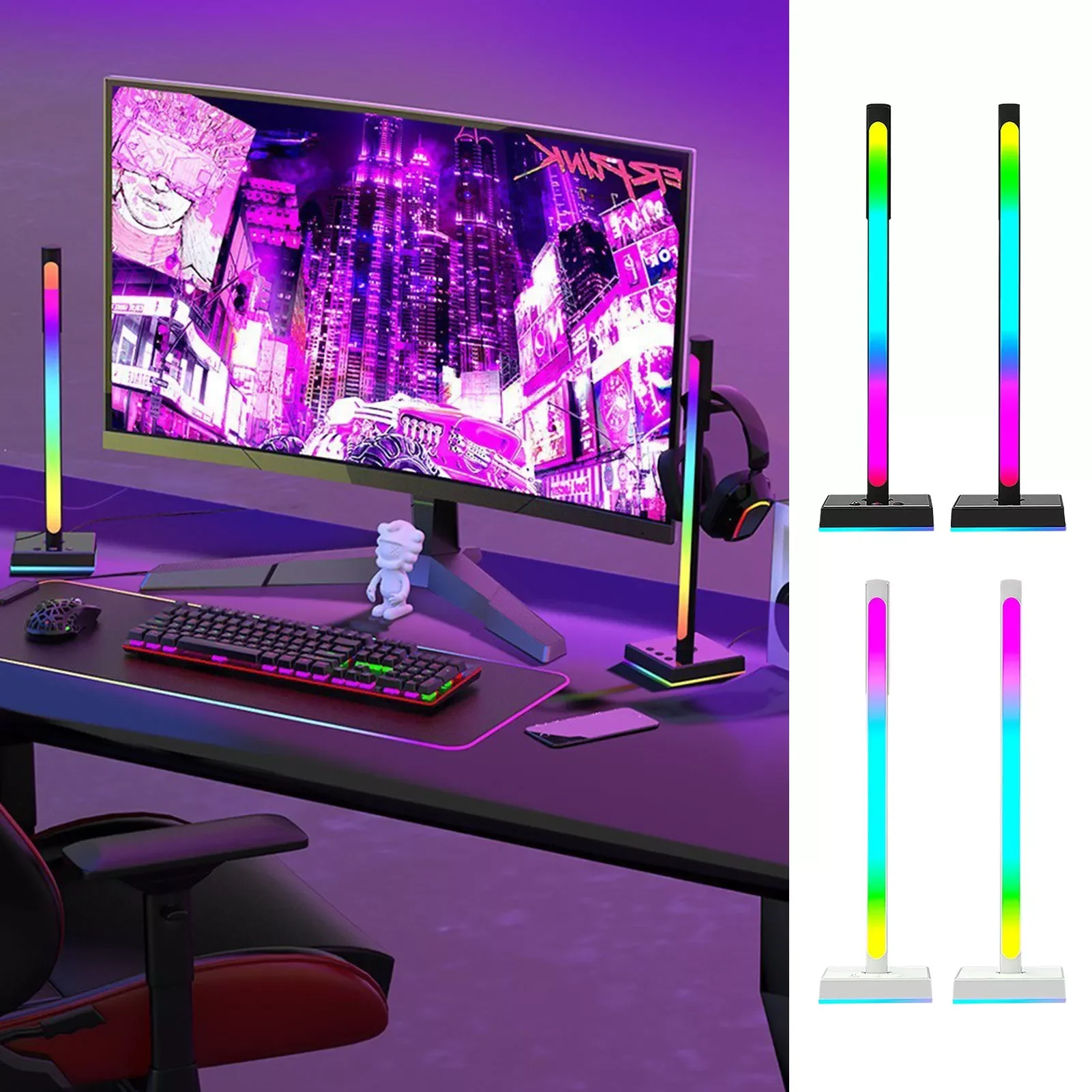 

NEW2023 RGB Gaming Headphone Stand USB Port Strip Light Desk Gaming Headset Holder Hanger Earphone Accessories Computer Rhythm L