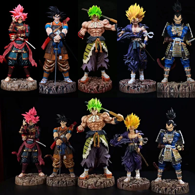 

Anime Dragon Ball Figure GK Samurai Figure Goku Gohan Broli Vegeta Gogeta Standing Scene Statue Figure DIY Toy Collection