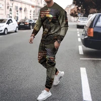 2022 latest mens sportswear trend 3d long sleeved t shirt trousers suit spring and autumn mens casual sportswear 2 piece set