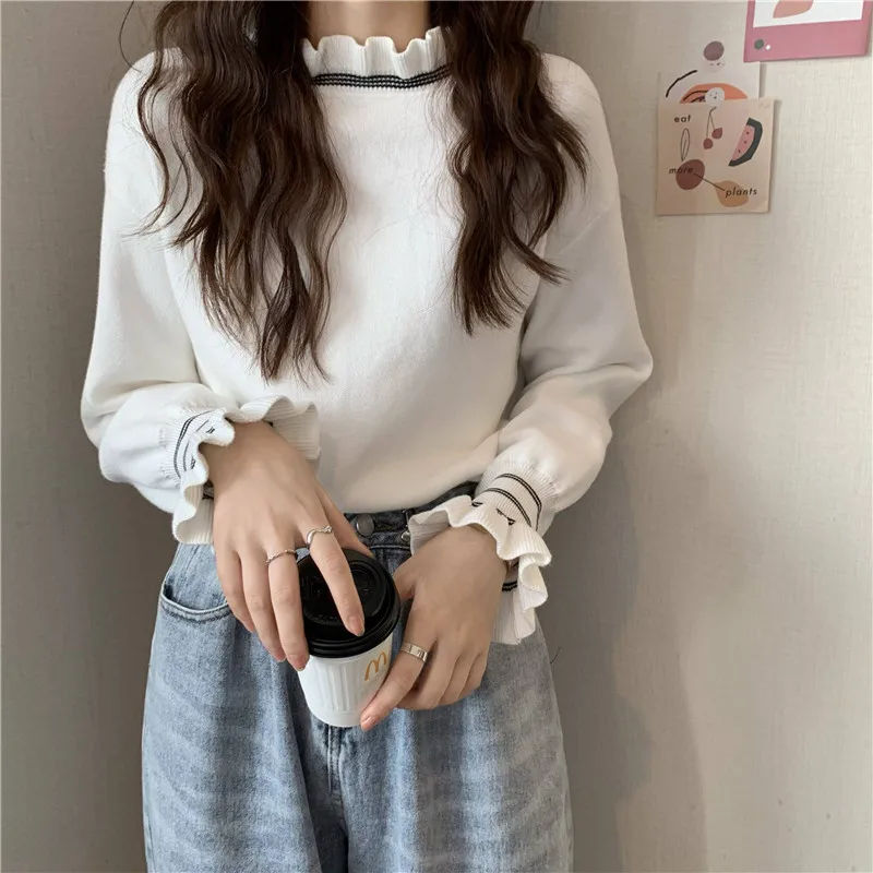 

MM0915 Half-high collar long sleeve knitted t-shirt women's new pullover bottoming shirt top T-shirt