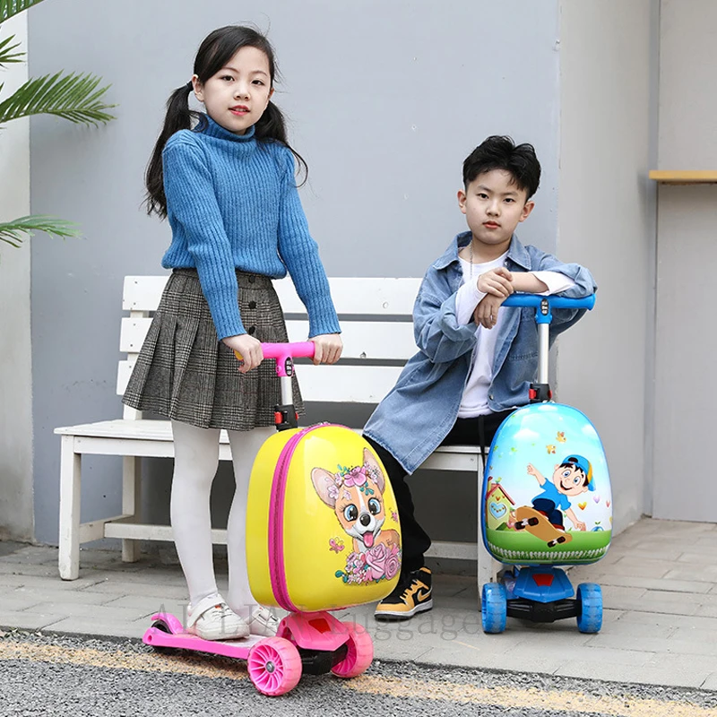 Kids scooter suitcase storage trolley case luggage skateboard for children carry-on kids luggage ride trolley case toy on wheels