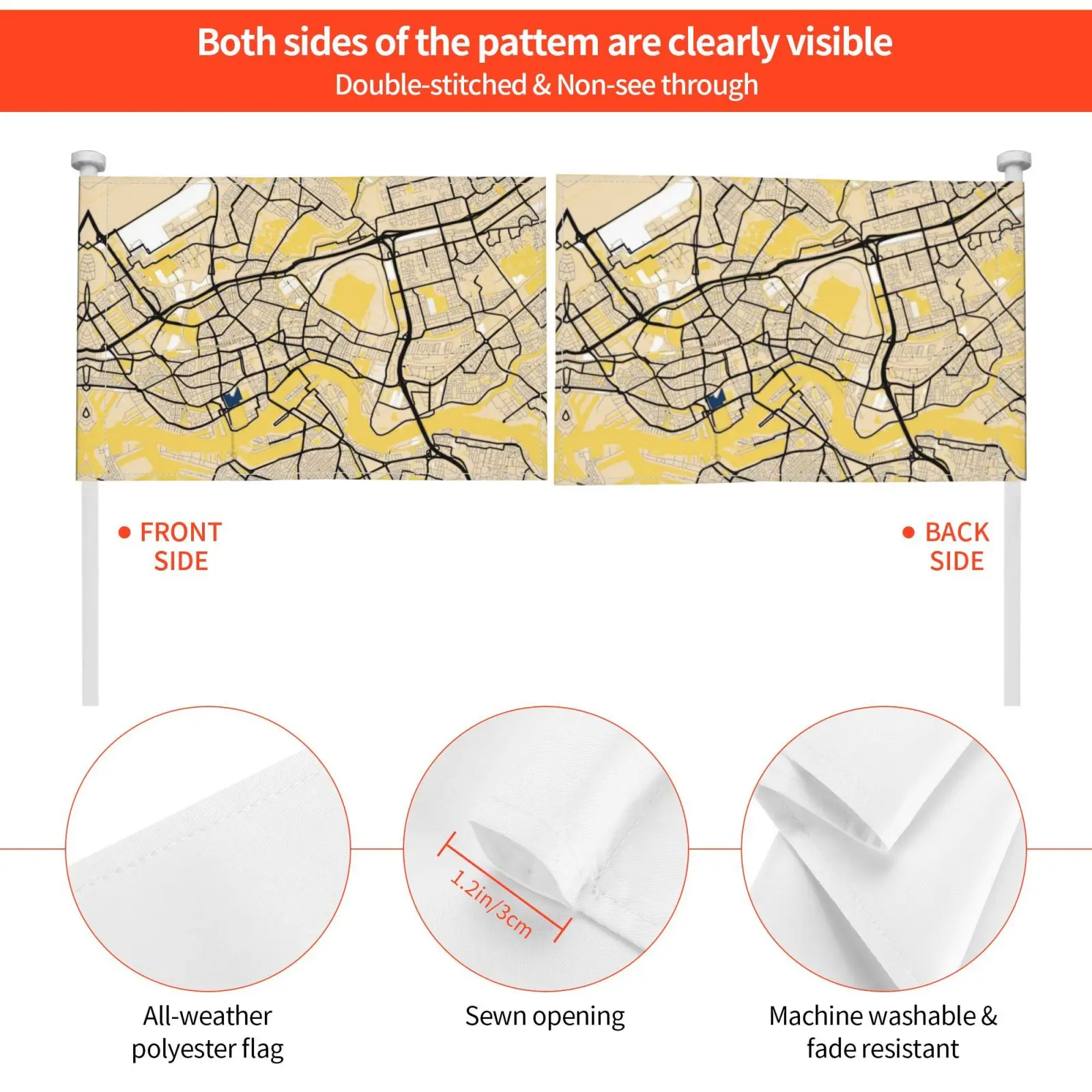 Карта с желтым принтом Роттердам цветная карта принты уличный декор флаг