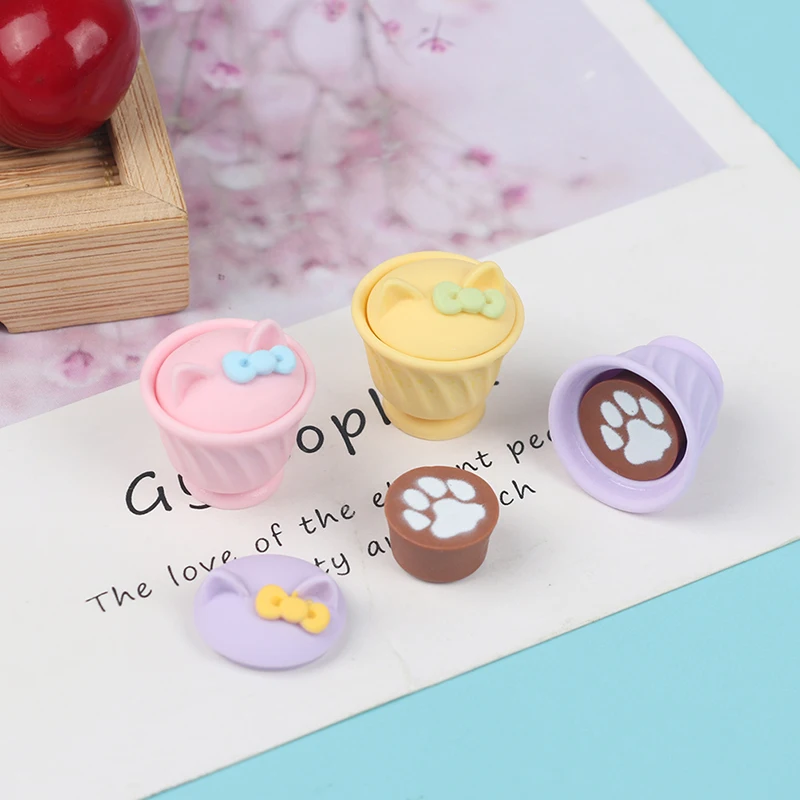

4Pcs 1:12 Dolls House Miniature Cat coffee Cups Furniture Toys Coffee Tea Cups