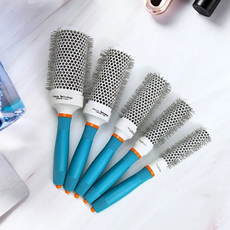 

Hair Comb Professional Salon Hair Brush Hair Styling Hairbrush Hairdressing Comb Round Curly Hair Rollers Tools Blue