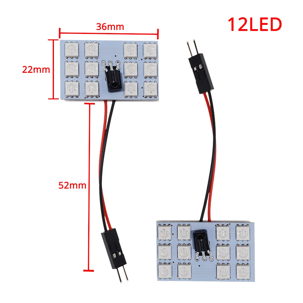 2 шт. T10 Автомобильный светодиодный RGB DC 12 В 5050 12SMD Авто пульт дистанционного