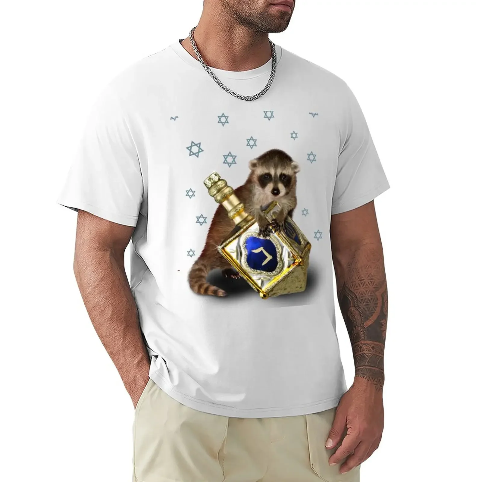 Мужская футболка hanukka Raccoon Повседневная стильная для мальчиков