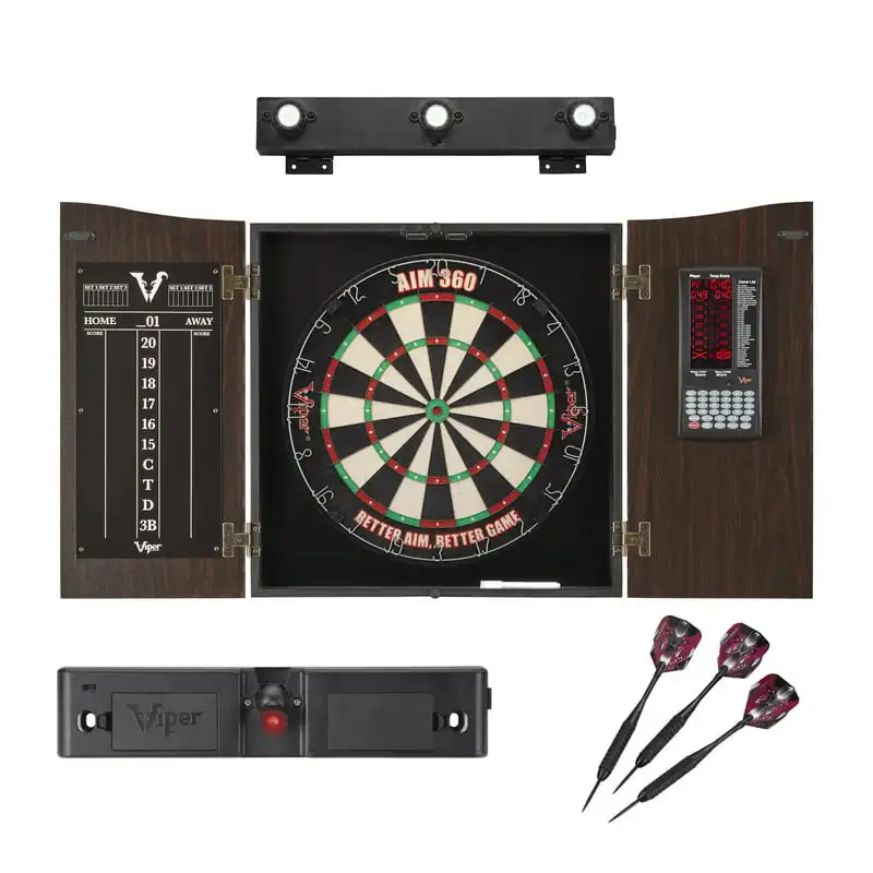 Cabinet With -in Pro Score, Aim 360 Dartboard, Throw Line Light, And Shadow Buster Light