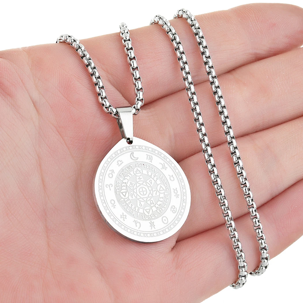 Амулет из нержавеющей стали с септаграммой алхей ожерелье-талисман простое