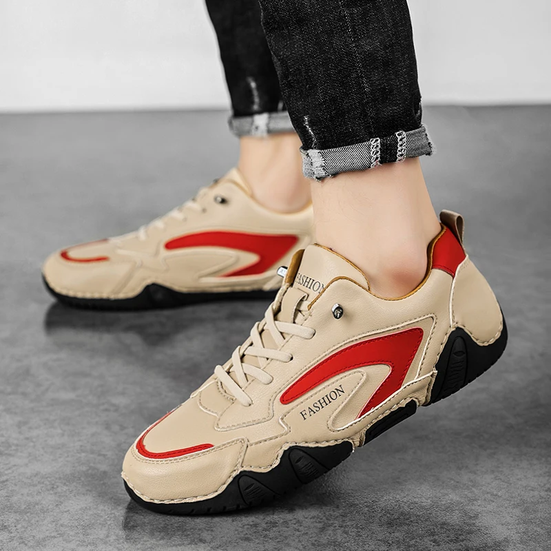 

2022 New Men Leather Casual Shoes Fashion Men Sneakers Breathable Mens Loafers Moccasins Luxury Males Non Slip Driving Shoes