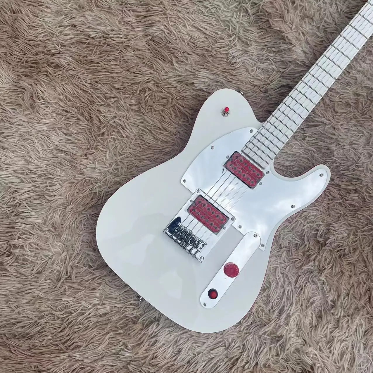 Электрогитара TL split белая с высоким глянцем белые аксессуары красные пикапы