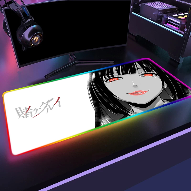 

Игровой коврик Kakegurui, игровой коврик для мыши, Rgb, Настольный коврик с подсветкой клавиатуры, коврик «сделай сам» и удлиненные Большие Резино...