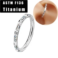 astm f136 titanium nose ring helix piercing septum clicker rectangular zircon hoop lip ear cartilage tragus nose earring jewelry