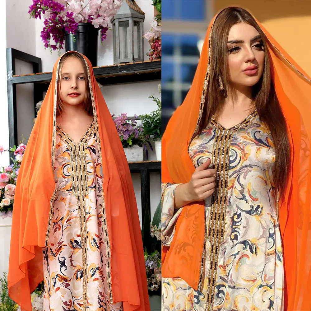 

Ramadan Eid Muslim Girls Abaya Kids Dress Children Jubah Islamic Hijab Jalabiya Long Robe Gowns Kimono Cute Arab Musulmane