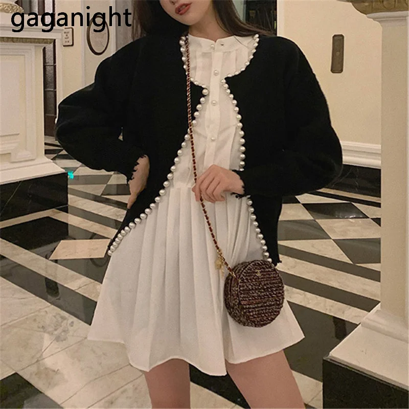 Gaganight жемчужный женский кардиган модный свитер осенне-зимняя одежда для женщин