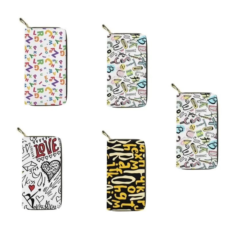 

2023 Hot Pu Fashion Women Wallet English Letter Print Long Leather Female Clutch Purse Money Phone Pocket Carteras Para Mujer