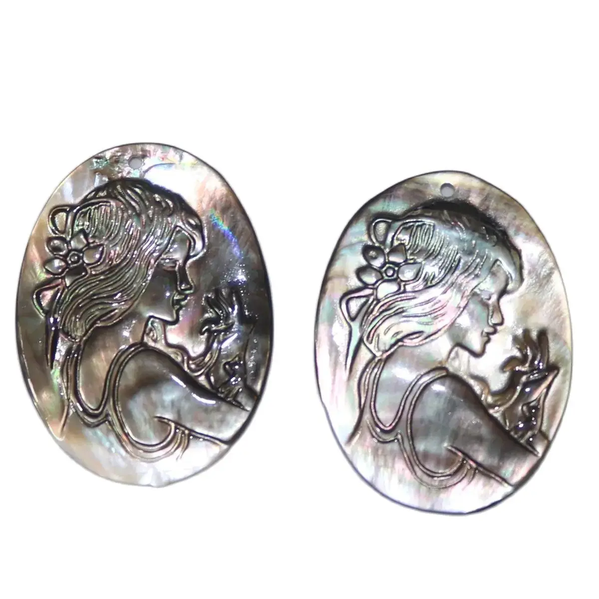 Винтажные натуральные черные ракушки камея леди перламутр 30 мм х 40 ювелирные