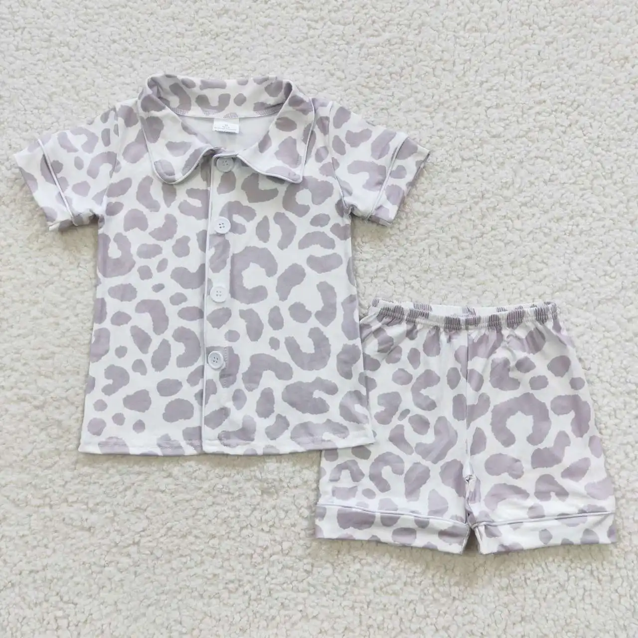 toddler boys clothing sets milk silk soft western short sleeve leopard pajamas cheap china wholesale kids clothing