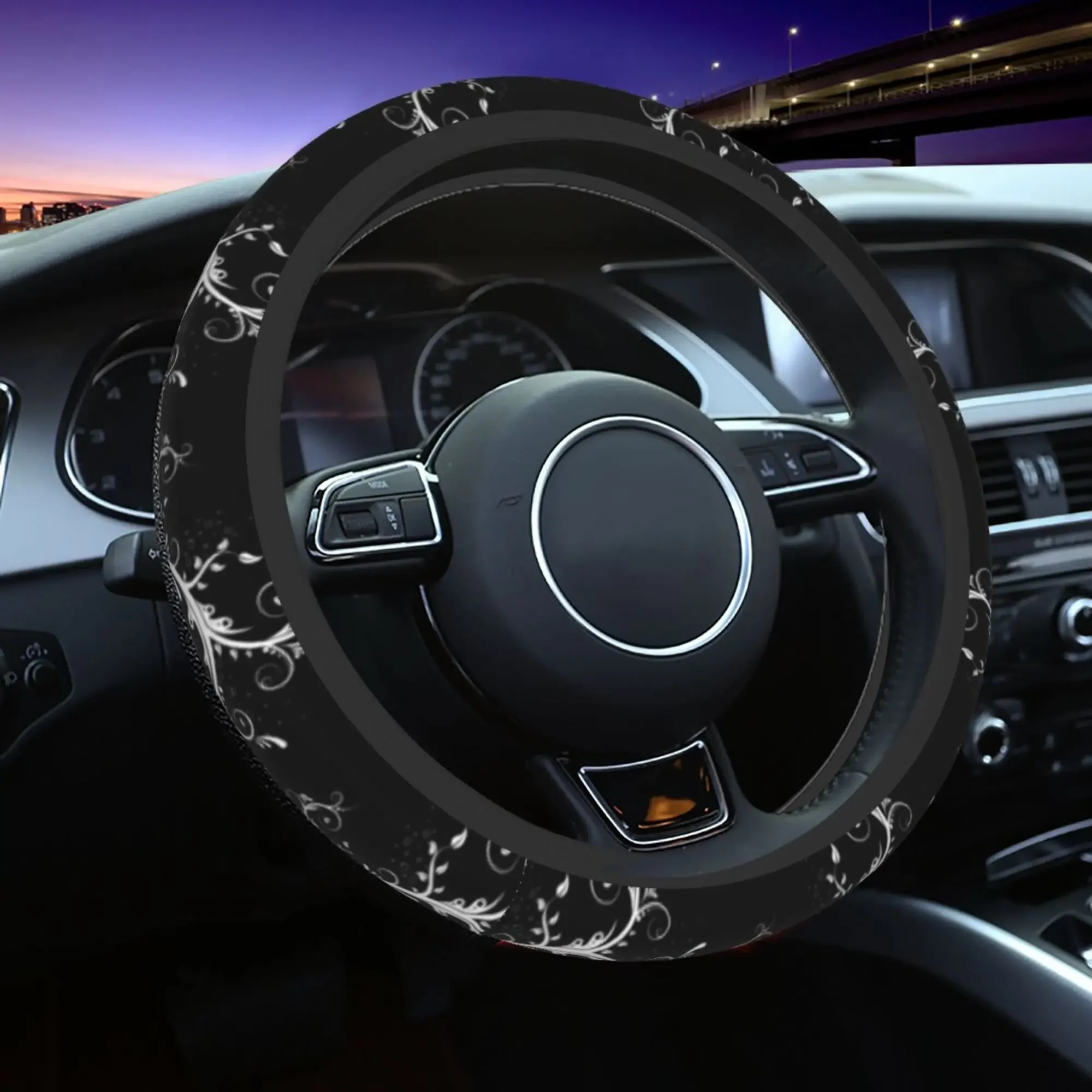 Черно-белая оплетка рулевого колеса мягкие на ощупь автомобильные аксессуары