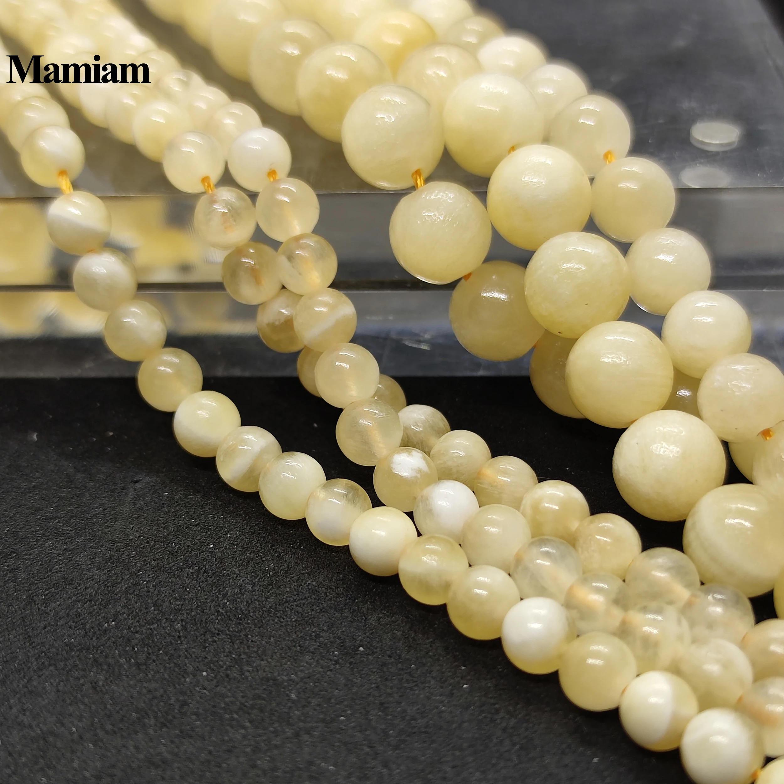 

Mamiam Natural A Beige Yellow Calcite Beads Smooth Round Loose Stone Diy Bracelet Necklace Jewelry Making Gemstone Gift Design