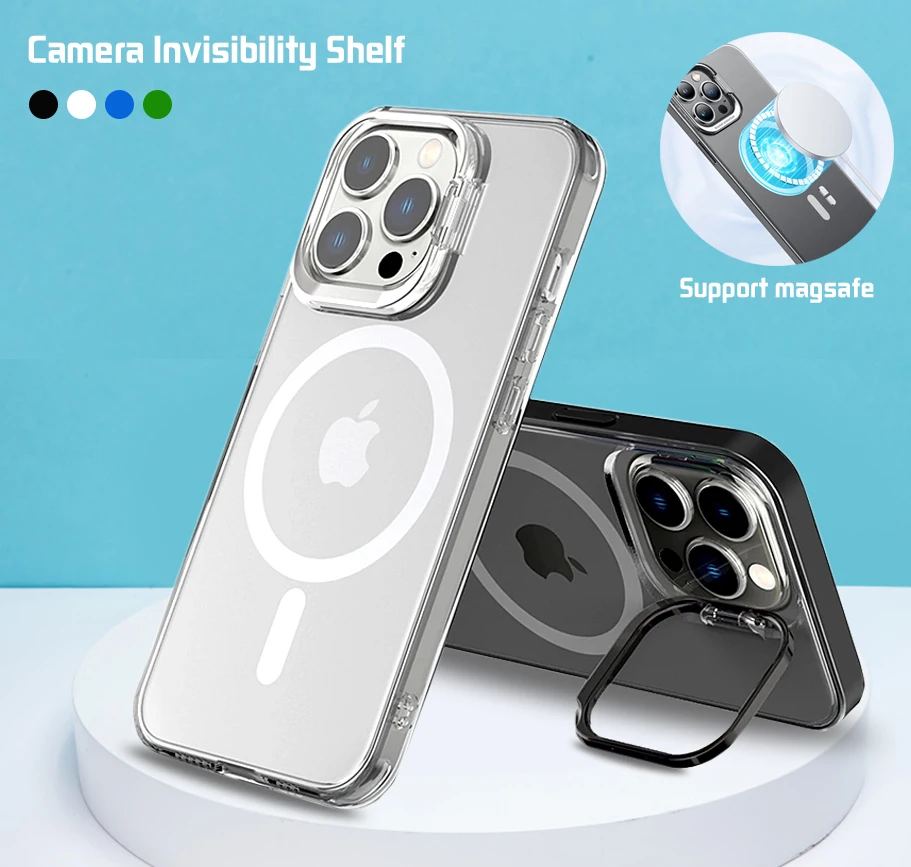 Original for magsafe magnetic Invisible bracket wireless charging case for iphone 14 13 12 11 Pro max 2022 TPU cover