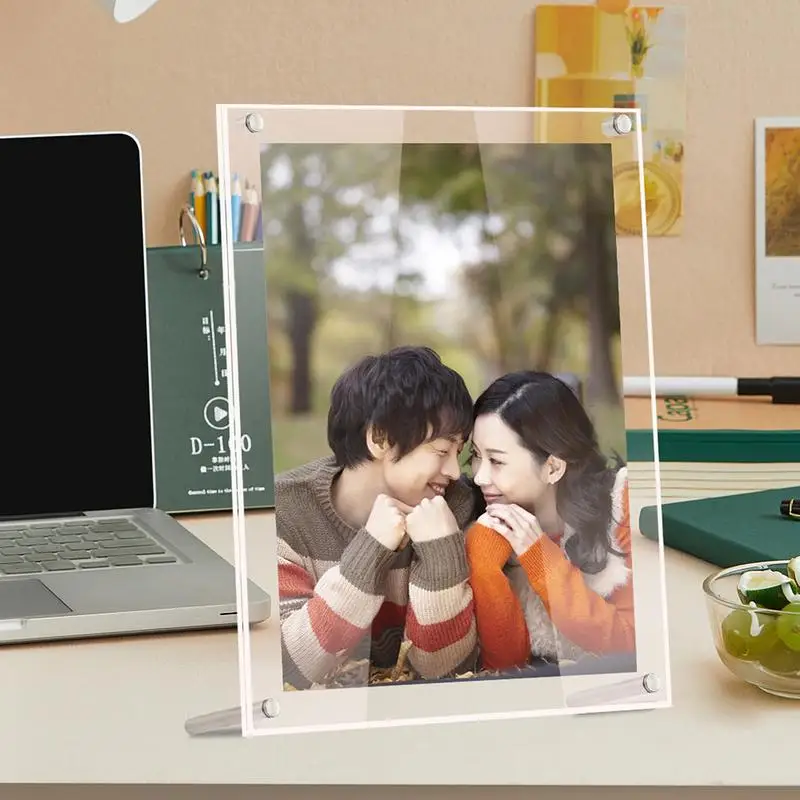 

Прозрачная фоторамка, креативная фоторамка без рамки, металлический кронштейн, Почетная защита, украшение для офиса и рабочего стола