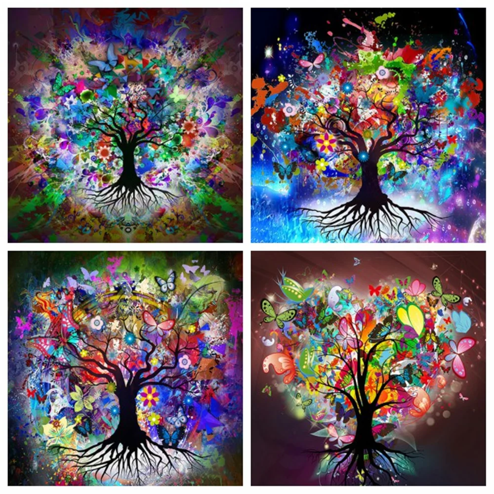 

Huacan Diy алмазная живопись бабочка искусственная вышивка мозаика Красочный Абстрактный пейзаж кристальная картина