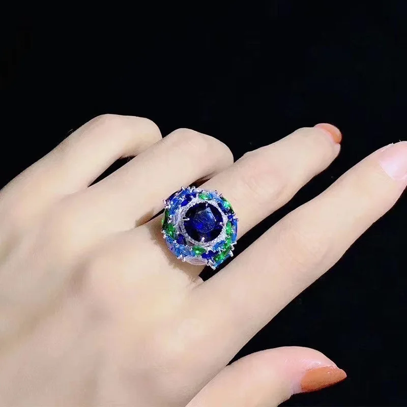 

Lind Adjustable Sapphire Blue Ring One Wholesale S925 Sterling Silver Opening Goddess Temperament Women's Opening Ring