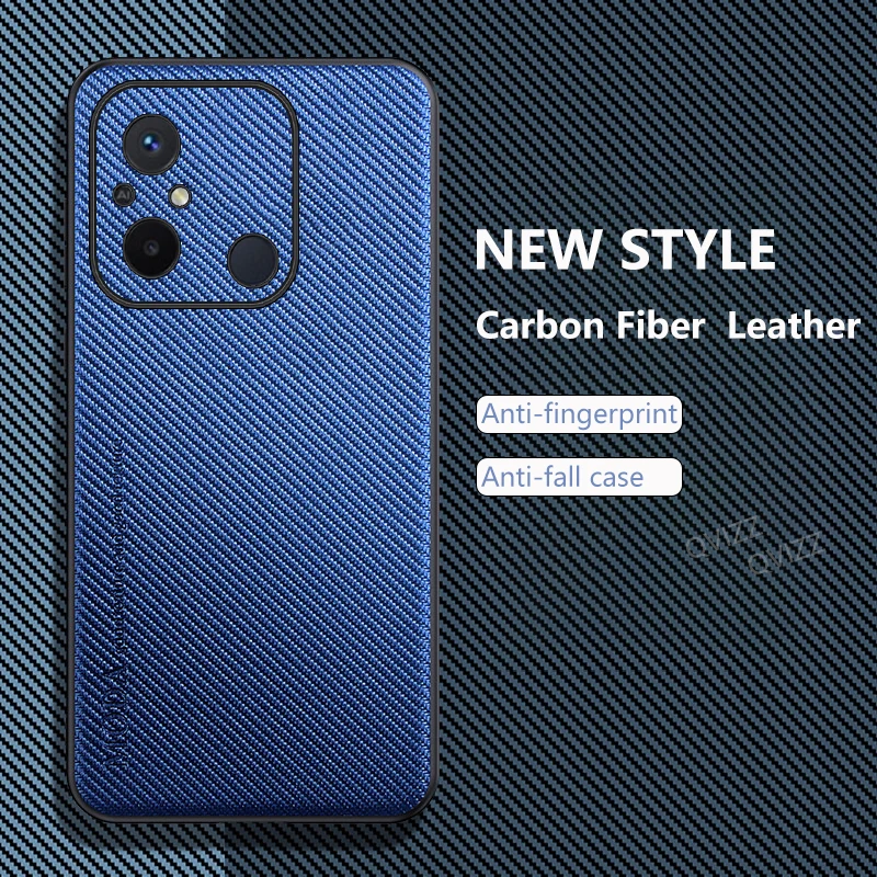 

Leather Case for Xiaomi Redmi 12C 22120RN86G Luxury Carbon Fiber Armor Shockproof Ultra-thin Soft Edge Hard Phone Cover Redmi12C