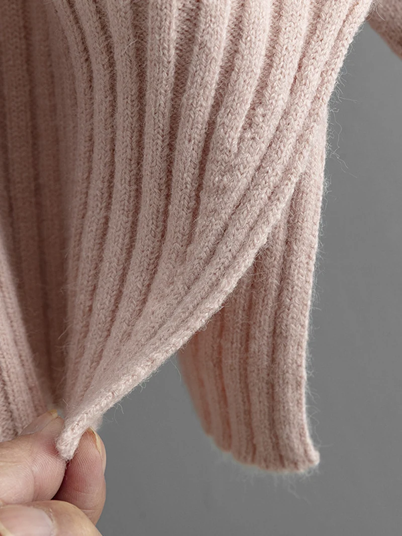 DGLUKE свитер оверсайз с круглым вырезом женский вязаный пуловер длинными рукавами